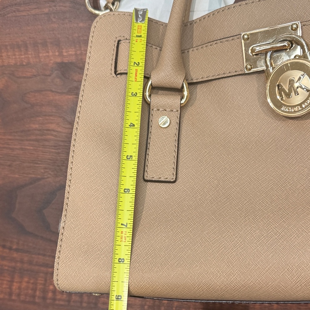 Michael Kors Saffiano Leather Satchel in Taupe - Picture 11 of 14